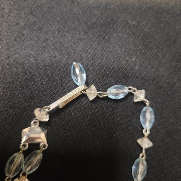 Vintage Necklace 16” West Germany Two Strand Mid Century Light Blue Clear Marked - Picture 5 of 8